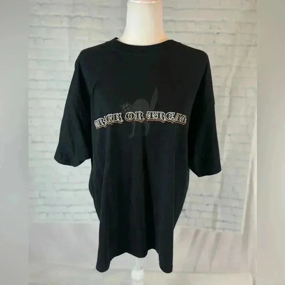 Trick‎ Or Treat Black Cat T Shirt PB X Basics Adult Size XL Halloween Top SPOOKY